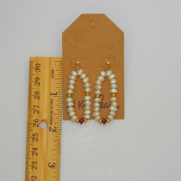 14kt Gold Pearl Dangle Earrings - Picture 3 of 7